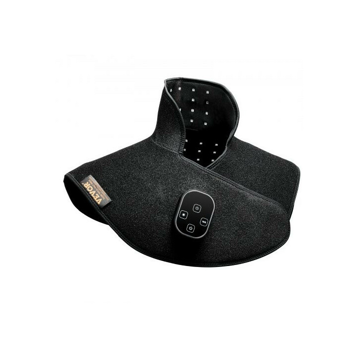 R dlysterapi pude til nakke skuldre og vre ryg 660 nm 850 nm 140 LED trådl s 3000 mAh 3 effektindstillinger sort neopren