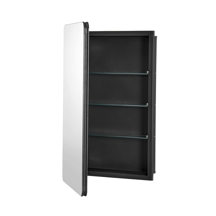 Medicinskab med spejl til badev relse v g og indbygning 3 justerbare hylder aluminiumsramme 420 mm 125 mm 700 mm model ML16 5 27