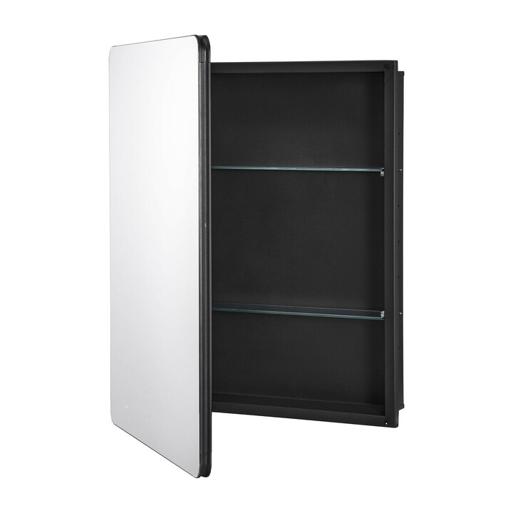 Spejlskab til badev relse 610 126 762 mm aluminiumramme 2 justerbare glas hylder v gmonteret eller indbygget