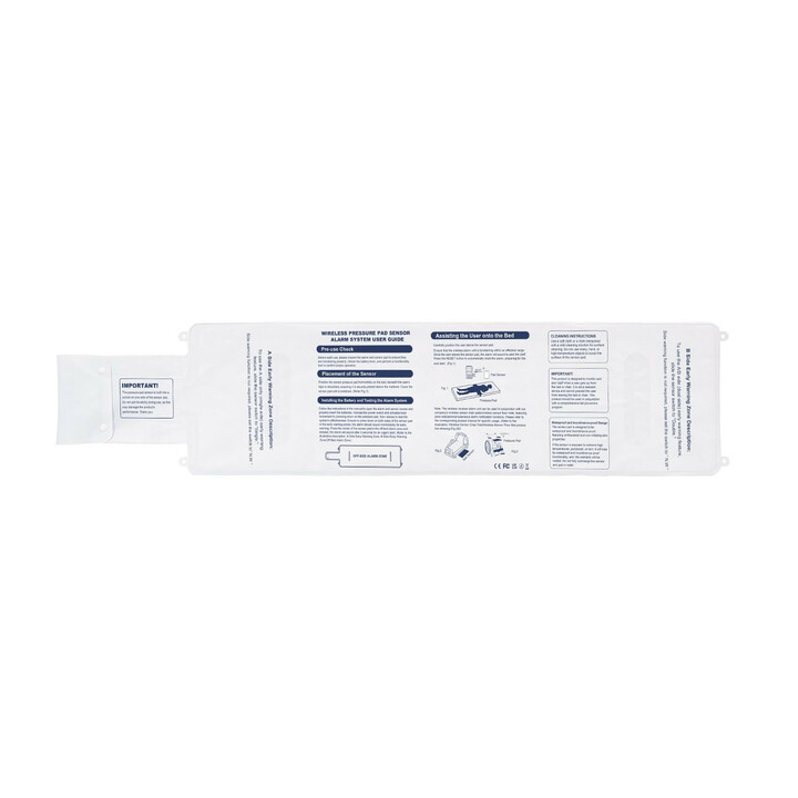Tidlig alarm til seng med trådl s sensorpude 254 x 889 mm hvid PVC opkaldsknap og b rbar modtager