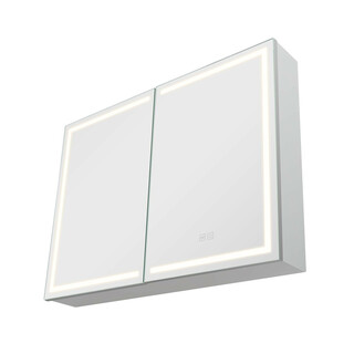 Belysset medicinsk skab med spejl 60 x 80 cm 3 farvet d mpbar LED hukommelsesfunktion justerbare hylder stikkontakt og USB