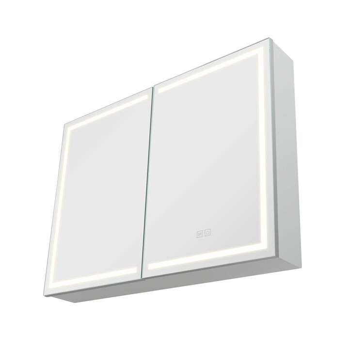 Belysset medicinsk skab med spejl 60 x 80 cm 3 farvet d mpbar LED hukommelsesfunktion justerbare hylder stikkontakt og USB