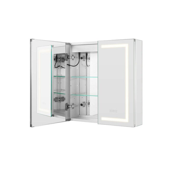 LED-valopeilikaappi kylpyhuoneeseen 65 x 65 cm CAD-304, himmennettävä, 3 värilämpötilaa, huurteenpoisto, säädettävät hyllyt