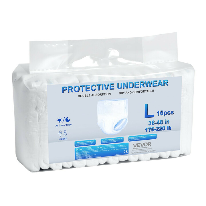 Voksne engangs beskyttelsesunderbukser h j absorptionskapacitet 1000 ml unisex st rrelse L 64 stk