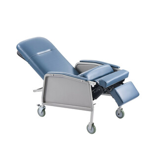 Geriatrisk hvilestol D574 BR 3 positionel på hjul blå s de aftagelig bakke til hospital og pleje