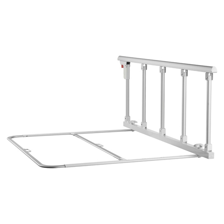 Taittuva sängynlaita ikäihmisille 122 cm, korkeussäädettävä metallinen tukikaide, valkoinen HFK-5124-1