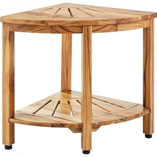 Teak hjørnebrusebænk TE23K1002 opbevaringshylde maks. 226 kg indendørs og udendørs brug