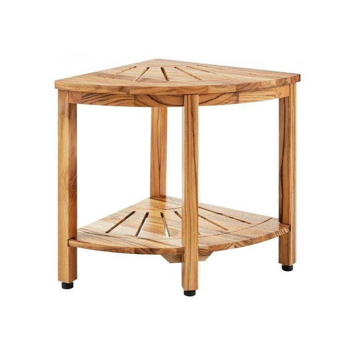 Teak hjørnebrusebænk TE23K1002 opbevaringshylde maks. 226 kg indendørs og udendørs brug