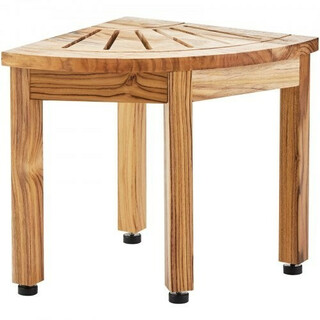 Hjørnebrusebænk i teak med hylde 292 × 292 × 316 mm 100% teaktræ maks. 136 kg til indendørs og udendørs brug