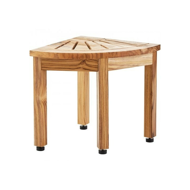 Hjørnebrusebænk i teak med hylde 292 × 292 × 316 mm 100% teaktræ maks. 136 kg til indendørs og udendørs brug