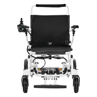 Elektrisk kørestol til voksne JRWD6010 foldbar letvægts aluminium 136 kg 21 km rækkevidde 53 cm sæde perlehvid