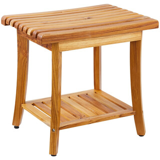 Brusebænk i teak B3500 med opbevaringshylde 500 x 363 x 455 mm 180 kg lasteevne