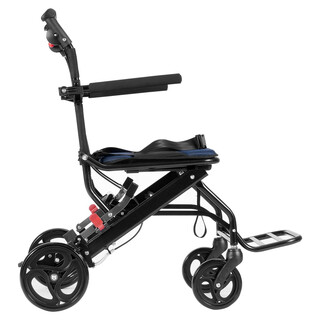 Transportkørestol i aluminium foldbart sæde bredde 40 cm maksimal belastning 998 kg sort blå FS800LBJF4