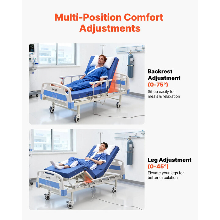 2-funktions fuldelektrisk hospitalsseng 250 kg med madras