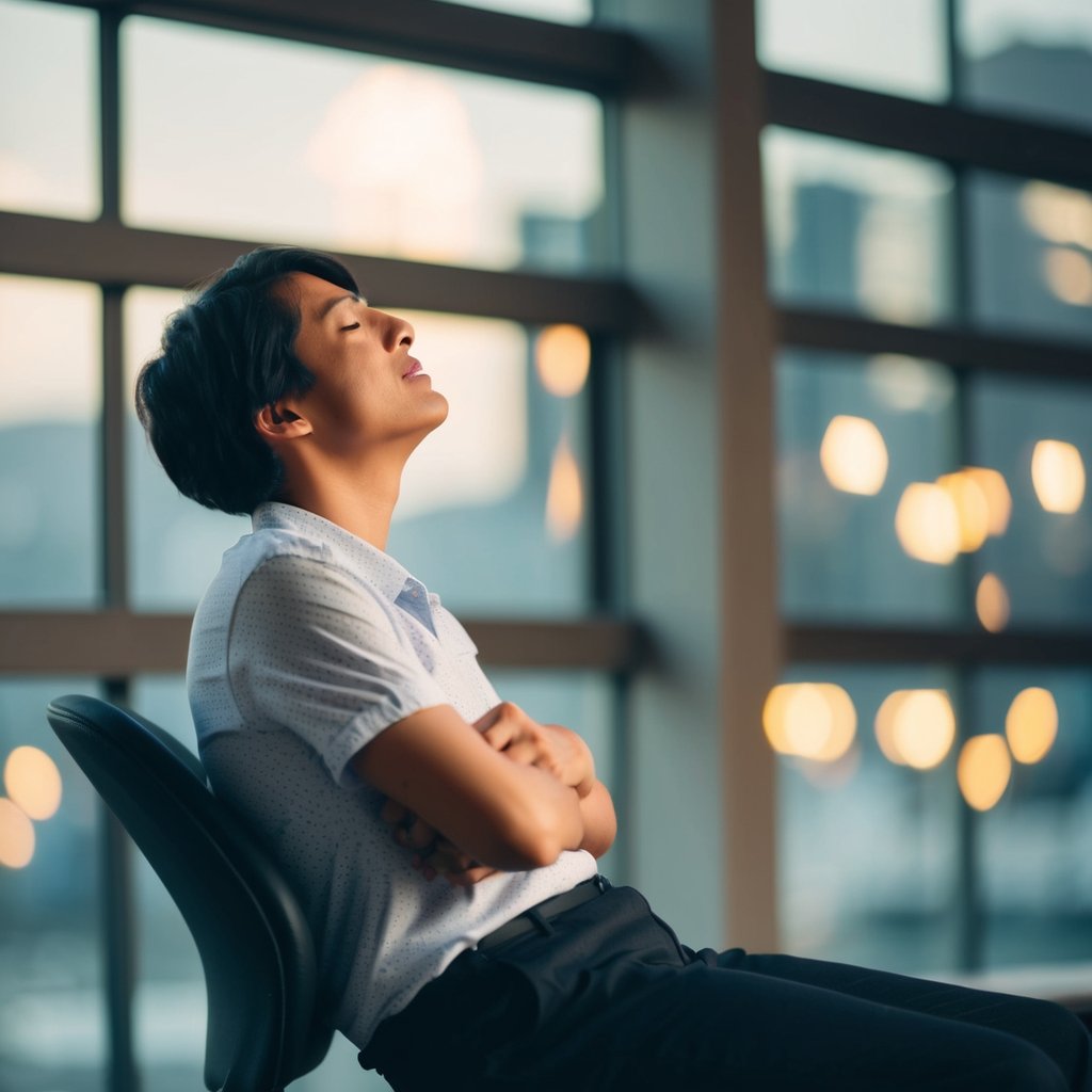 En person der sidder ubehageligt, skifter på en stol, med et smertefuldt udtryk